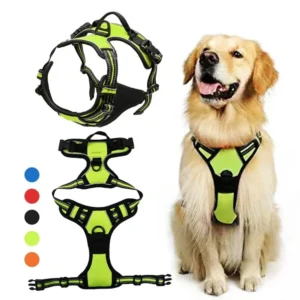 Adjustable Reflective Dog Vest Harness: Breathable Mesh Chest Strap for All Breed Sizes.
